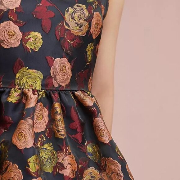 Sunday in Brooklyn Floral Peplum Top - Navy and Multicolor - Picture 3 of 6